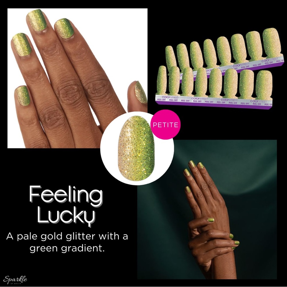 Color Street PETITE FEELING LUCKY St. Patrick’s Day Gold Green Ombré Glitter Set - Picture 3 of 8
